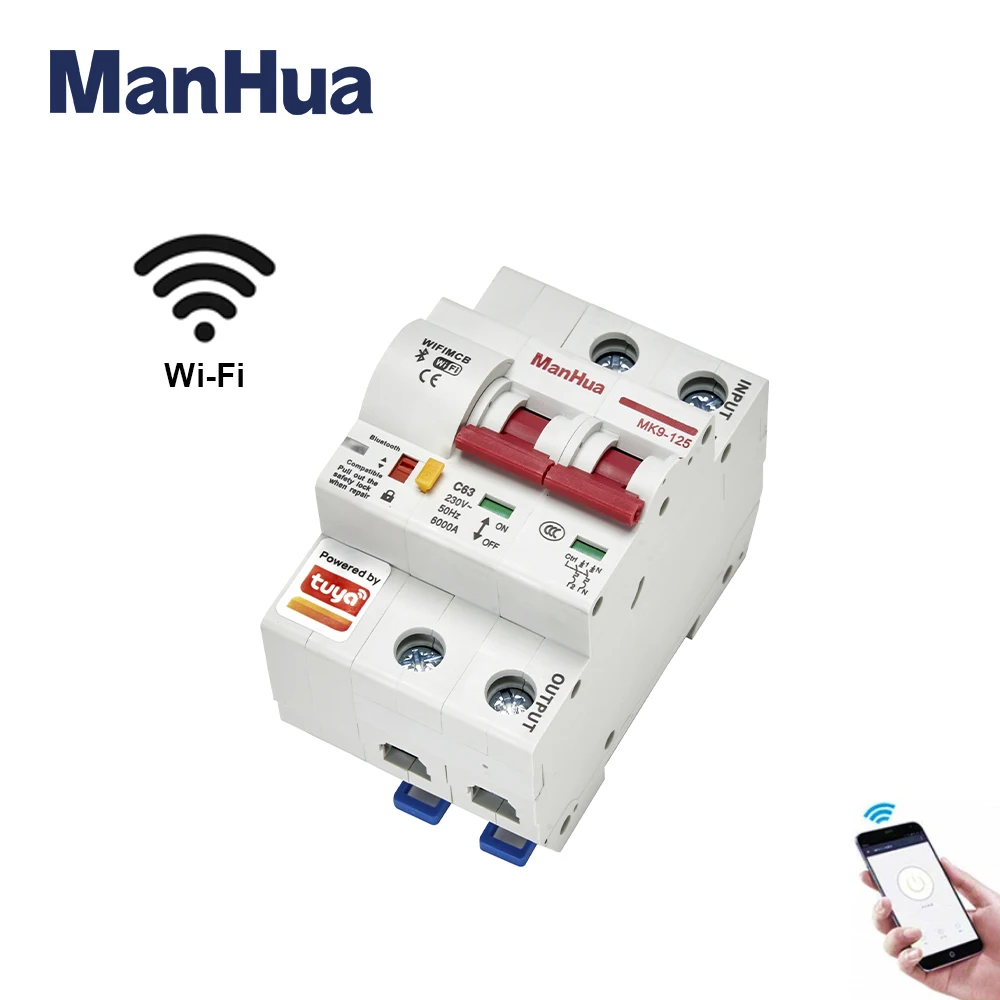 

ManHua MK9-125 2p 3p WIFI Circuit Breaker Remote Control wifi smart switch Intelligent Smart Breaker Timing Circuit Breaker