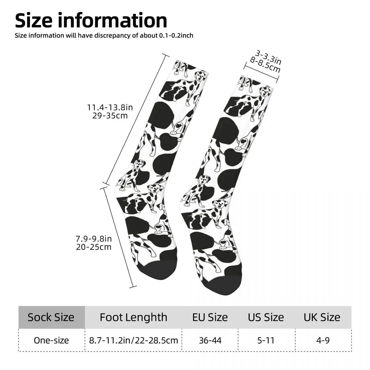 All Seasons Spots And Dots Dalmatian Dalmatian Dog Print Socks Harajuku Sport Middle Tube Socks Casual Stockings for Men Women