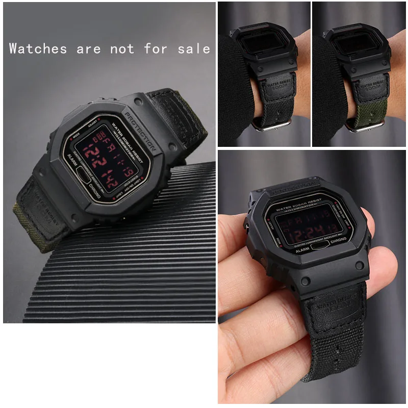 For Casio DW5600 GW-5000 5035 GW-M5610 GM-110 GA110 GA-120 G-SHOCK GW-B5600 GA-2100 Modified Canvas Nylon Watch Strap 16mm 18mm