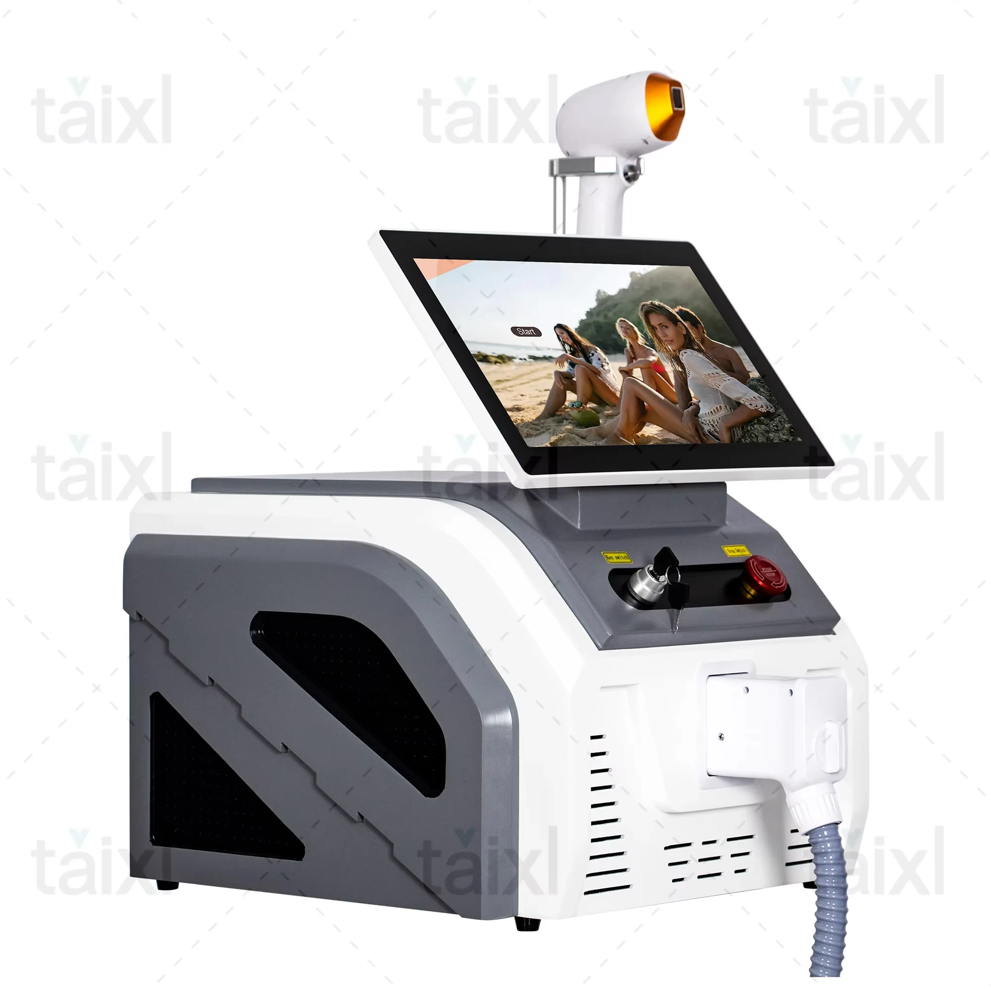 يتميز جهاز إزالة الشعر بالليزر الجديد بشاشة كبيرة باللون الأبيض الرمادي وقوة عالية وإزالة الشعر الدائم بدون ألم 8