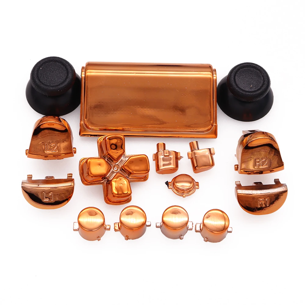 Chrome Plating Dpad R1 L1 R2 L2 Direction Key ABXY Button For  PS4 Pro Slim Controller JDM-040 JDS 040 4.0 V2