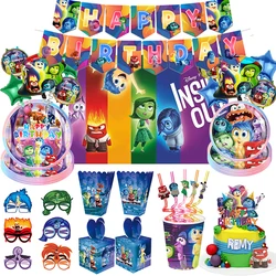 Disney Inside Out 2 Birthday Decorations Stickers Tablecloth Candy Gift Boxes Inside Out Balloons Kids Birthday Party Favors