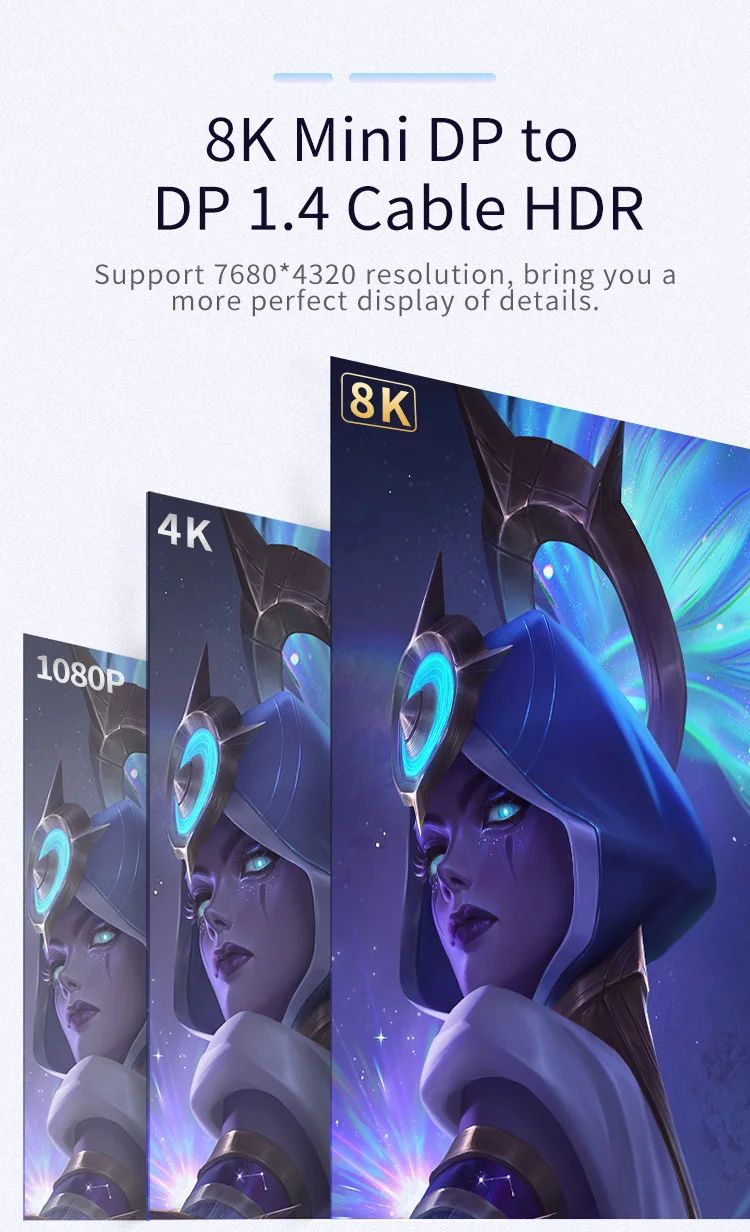 8K Mini DP zu DP Kabel 3m, bidirektional 4K240Hz Mini DisplayPort zu DisplayPort Kabel kompatibel mit Thunderbolt 2 für Laptops – Detail 5