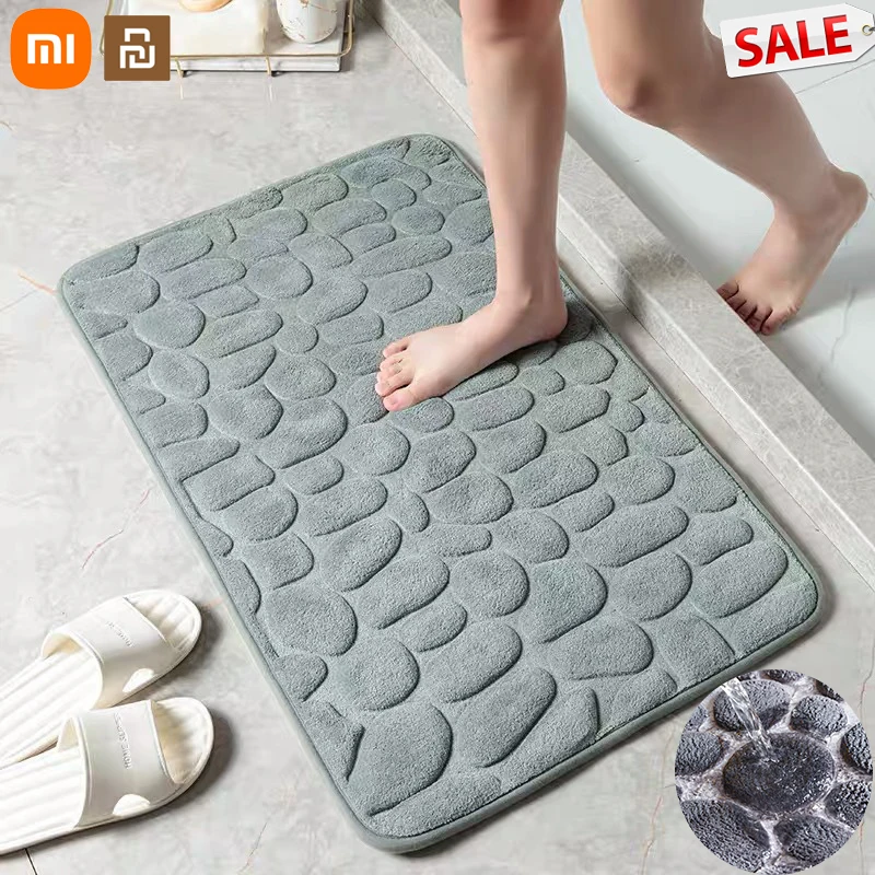 Xiaomi Youpin Bathroom Bath Mat Non-slip Carpets 3D Cobblestone Embossed Memory Foam Pads Bathroom Living Room Floor Mat