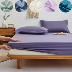 400TC Egyptian Cotton Fitted Bed Sheet Solid Color Anti-slip Adjustable Mattress Cover Single Double King Queen 90/120/160 Size