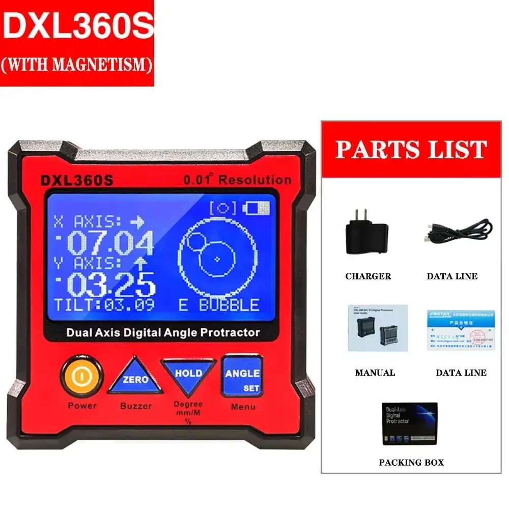 

Electronic level with magnetic goniometer angle ruler box high-precision dual-axis digital display inclinometer DXL360S