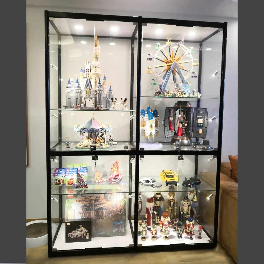 2025 transparent glass display corner cabinet sample display cabinet figure Lego dustproof aluminum alloy exhibition display