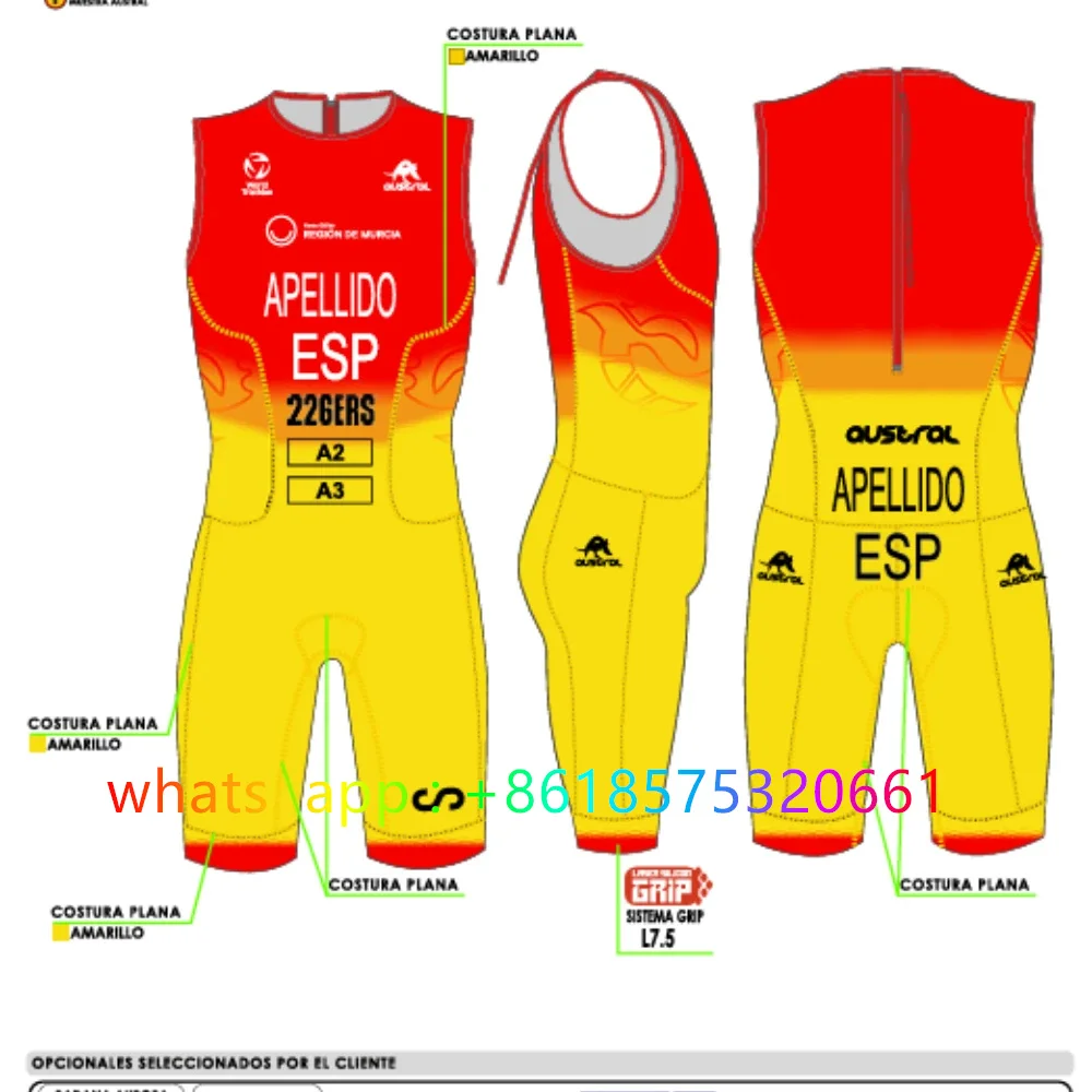 

Spanish Running Pro Team Triathlon Trisuit Racesuit Clothing Unisex Jumpsuit Swimming Cycling Running Competition Apparel 2025
