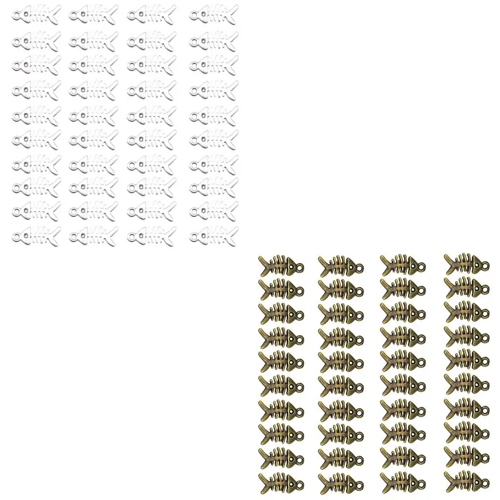  40pcs Fishbone Pendants In Antique Finish for Personalize Jewelry Craft