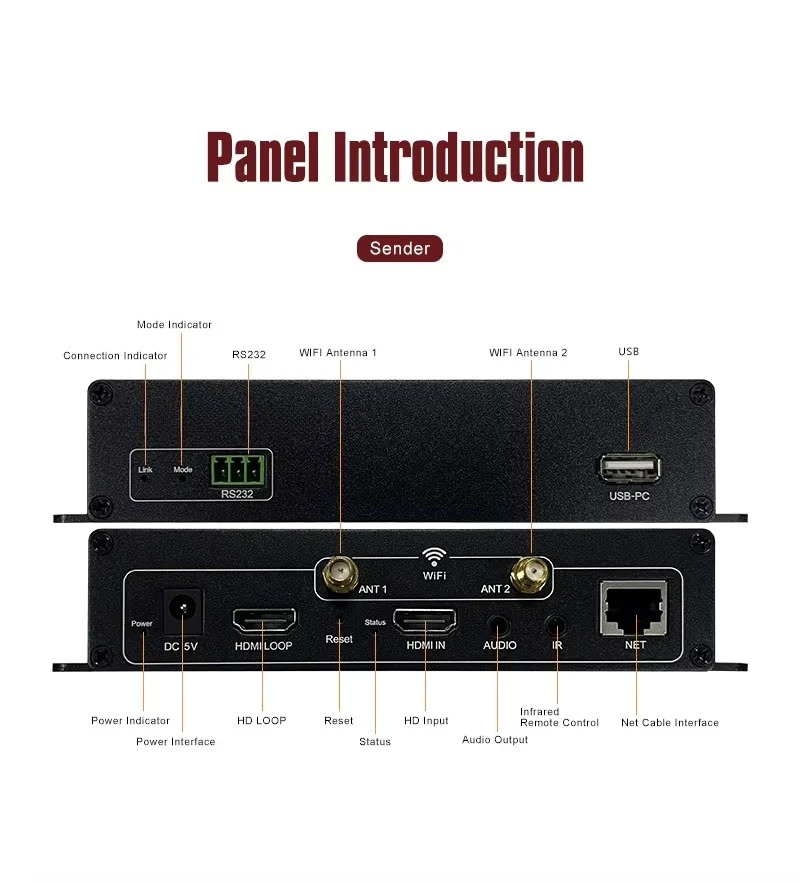 Kabelloser Video-Sender-Empfänger 4K HD Extender (TX RX) mit 100M Audio-Ausgang