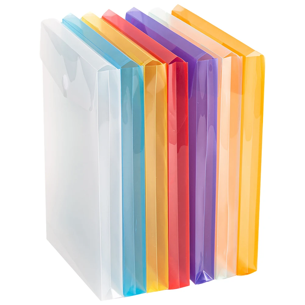 

7pcs Large Capacity Document Folder Organizer Snap Button Lightweight Plastic Pouch For Receipts Tickets Business Cards Storage