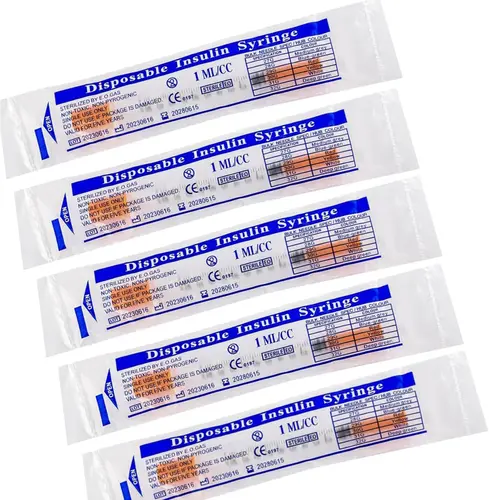 100pcs 1ml/cc 30G 8mm Disposable Sterile Orange Insulin Syringe With 5/16" Needle Individually Packed for Feeding Pets - Image 2