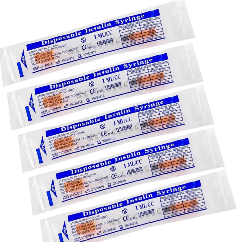 100pcs 1ml/cc 30G 8mm Disposable Sterile Orange Insulin Syringe With 5/16" Needle Individually Packed for Feeding Pets - Image 2