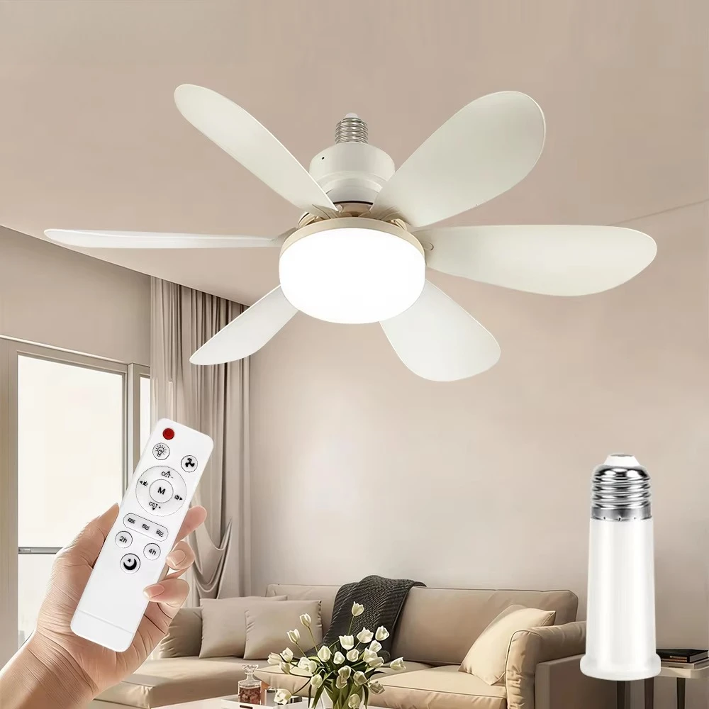 Home LED Ceiling Fan Light  Base 3-colour Adjustable Wireless Remote Control 52CM Ceiling Fan Lamp for Bedroom Living