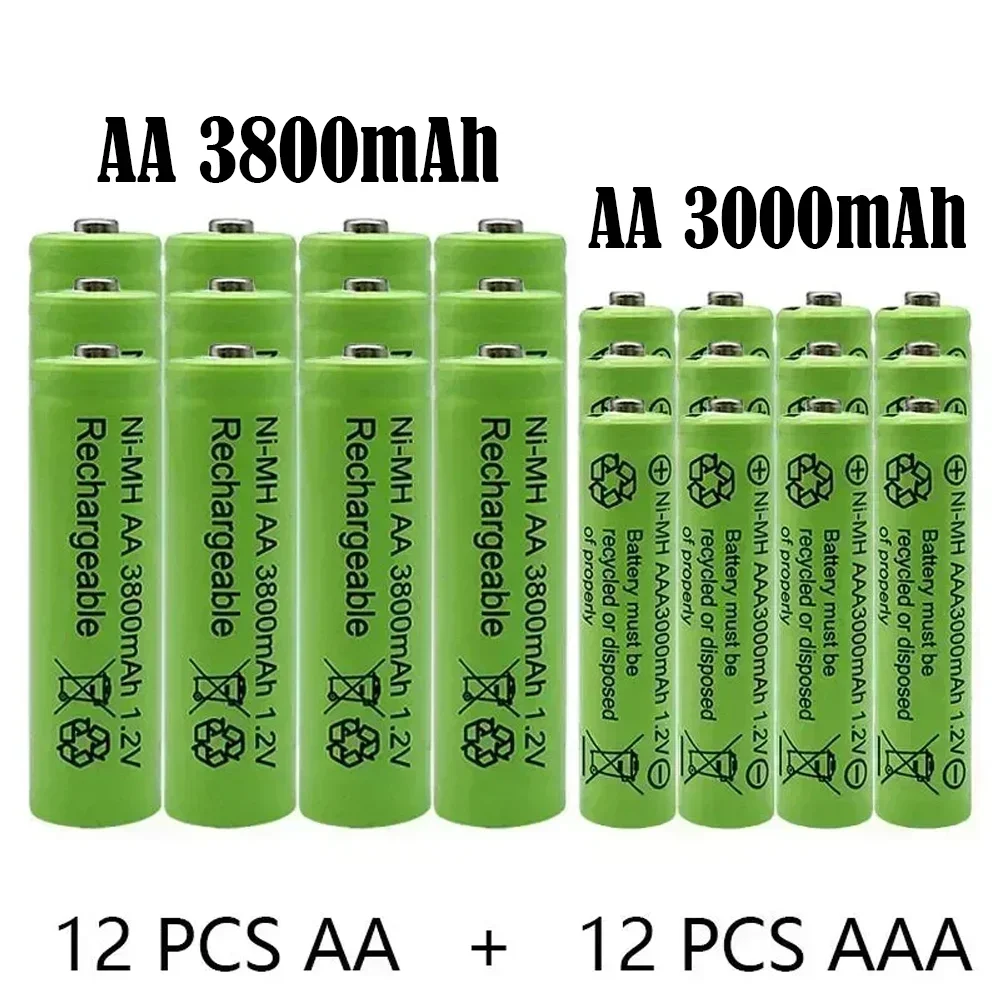 Nowy 1.5V AA + AAA NI MH akumulator AA 3800 alkaliczna AAA-3000mah do latarki zabawki zegar odtwarzacz MP3 zastępują baterię Ni-Mh