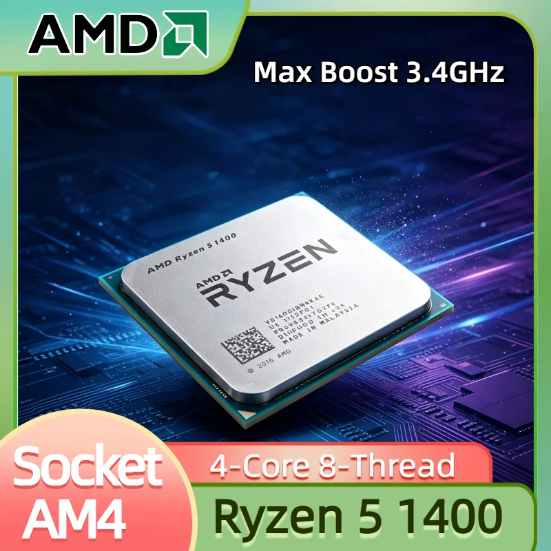 

AMD R5 1400 Ryzen 5 1400 4 Core 8 Thread 3.2GHz 3.4GHz CPU Unlocked Desktop Processor Socket AM4 Gaming