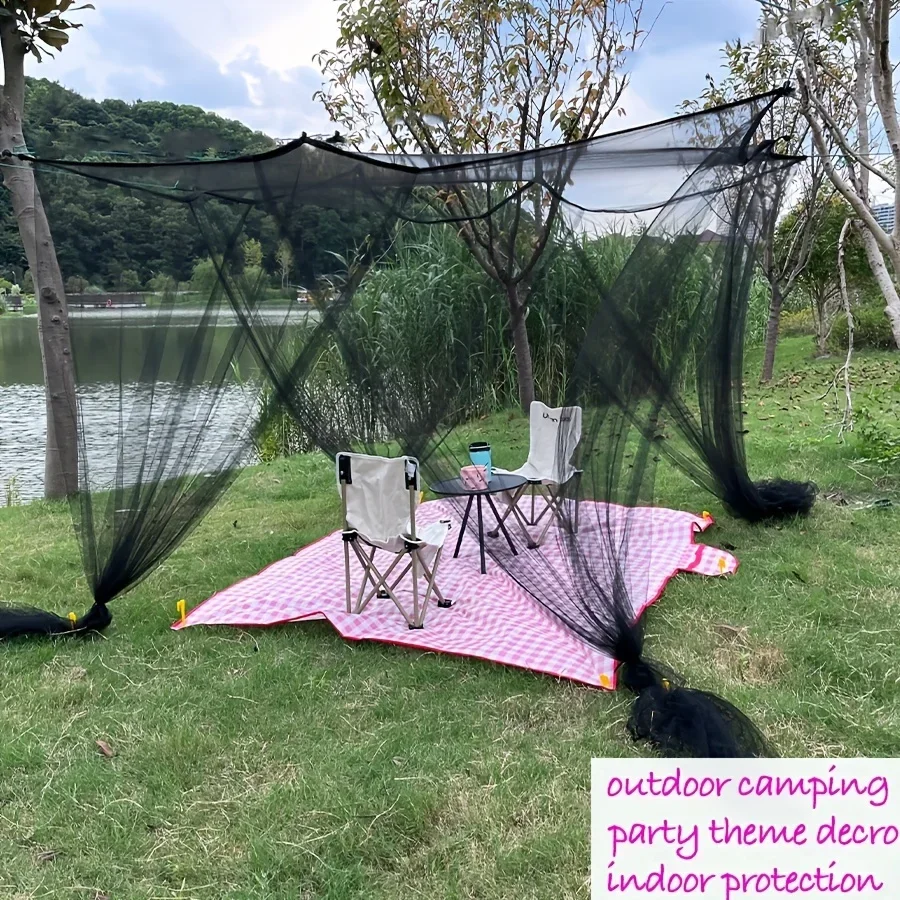 Großes viertüriges Moskitonetz, atmungsaktive Polyester-Netzabdeckung, geeignet für Outdoor-Camping, insektensicher im Sommer – Detail 3