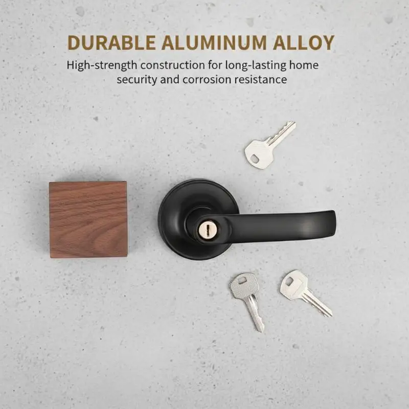 Round Door Handle Lock Privacy Entry Knob Keyed for Interior Front Doors Bedroom Bathroom Security Rustproof Design