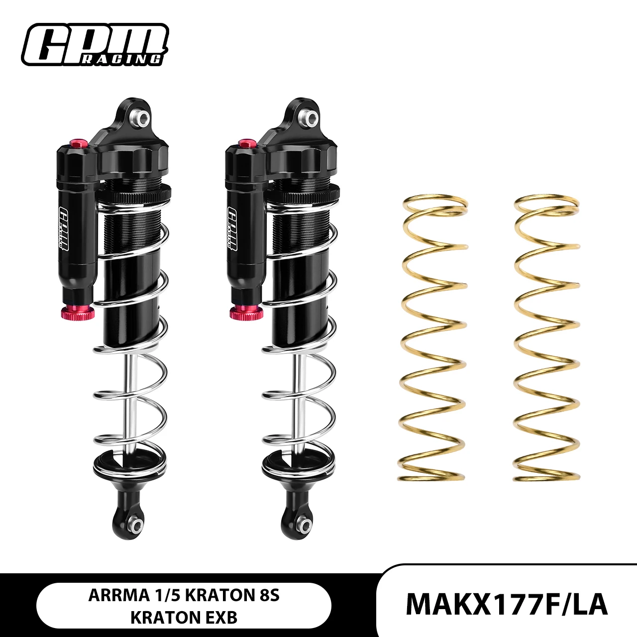 GPM ARRMA 1/5 Kraton 8S For Alu Front L-Shape Piggy Back Adjust Spring Dampers 177mm