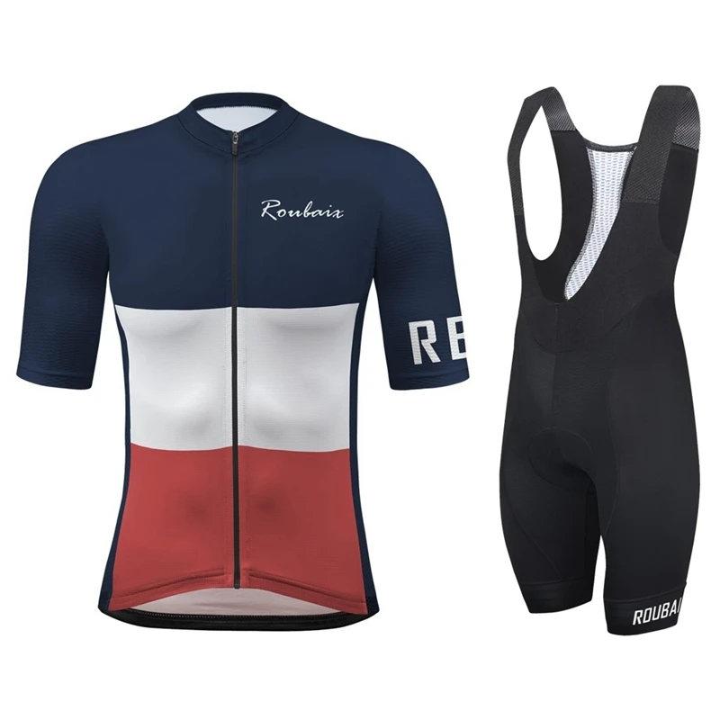 

Summer Pro Team Roubaix Men's Cycling Kits Sport MTB Bicycle Bike Road Riding Short Sleeve Jersey And Bib Shorts