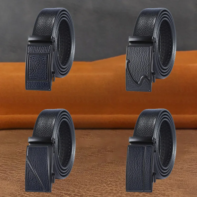 3.5cm Leather Automatic Buckle Waist Belt For Men Business Travel Designer Versatile And Fashionable Commuting And Office Belt