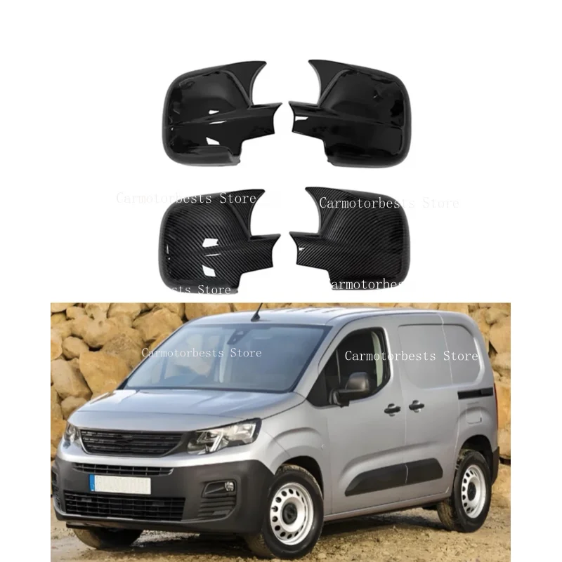 Car  Rearview Side Mirror Cover Fit For  Peugeot Partner 2008-2012  Wing Cap Rear View Case Trim Carbon Fiber