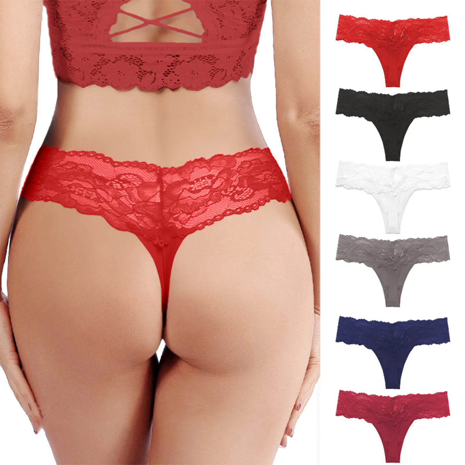 

Women Panties Pink Lace Transparent Hollow Out Underwear Comfort Seamless Low Waist Briefs Lingerie Lenceria Thong