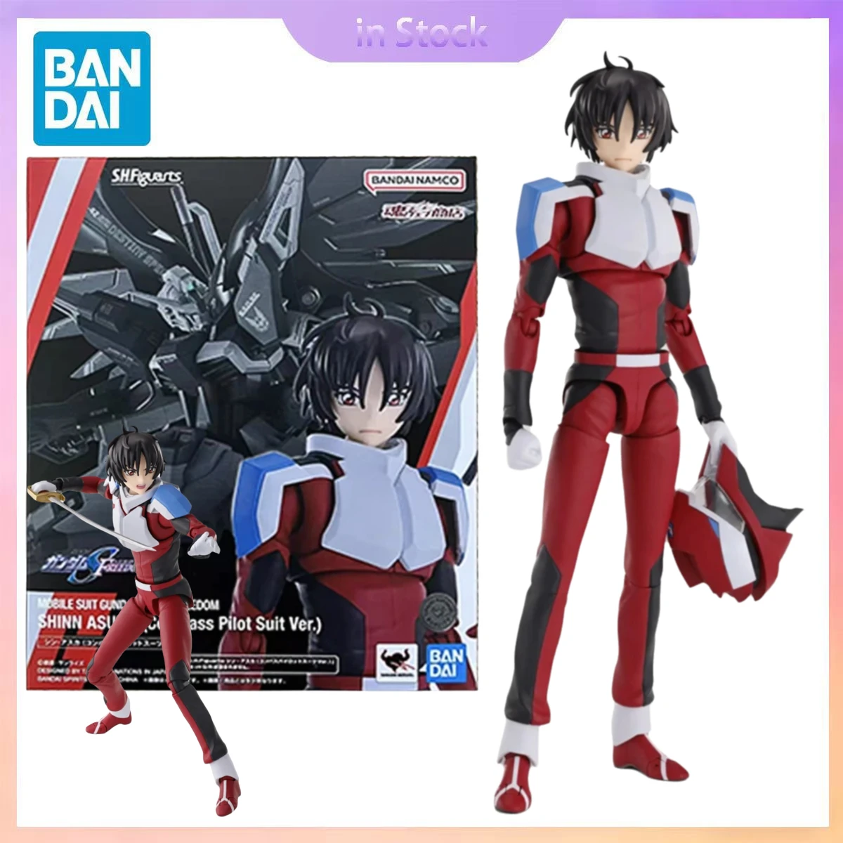 

Original Bandai Genuine In Stock SHF Shinn Asuka Gundam Seed Destiny Anime Collection Action Figure Model Kits Gift for Boy girl