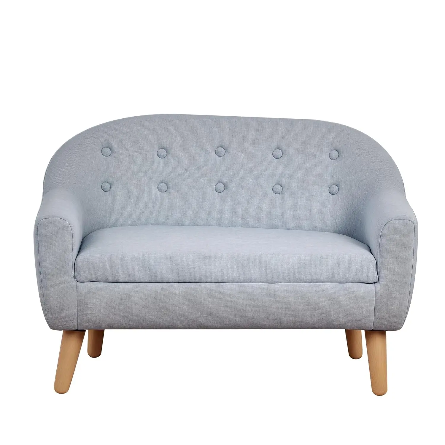 #Kids Sofa Linen Fabric Wooden Frame Ages  High Seat Gray