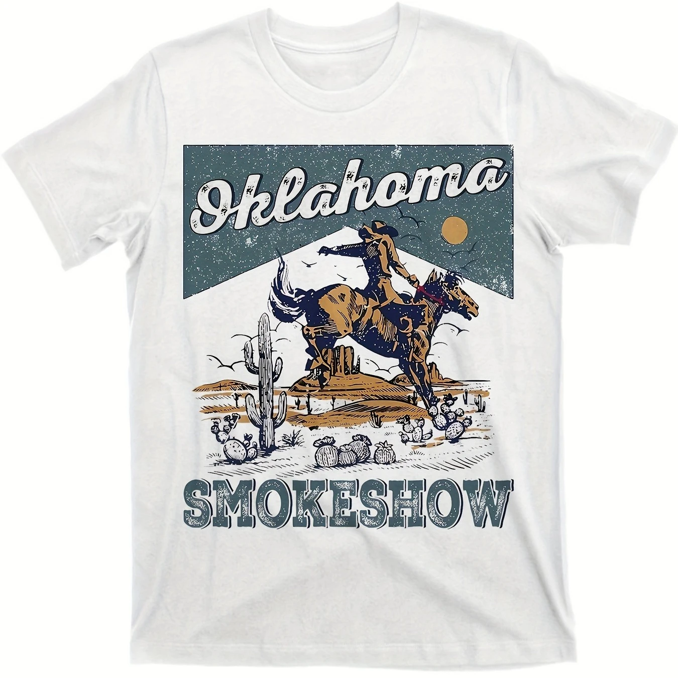

Oklahoma Smokeshow Western Cowboy T-Shirt 100% Cotton O-Neck Short Sleeve Summer Casual Mens T-shirt Streetwear