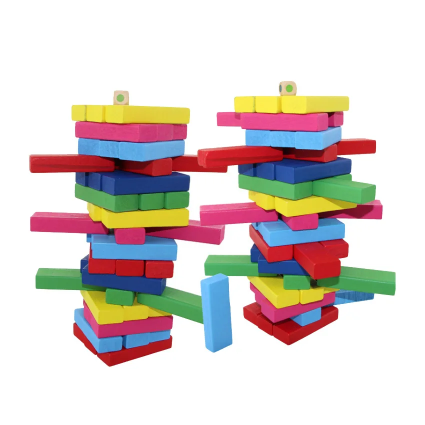 Colorful Block Balance Game Puzzle Toy Wooden Dominoes for Family Gatherings Children's and Adult Toys Stacked Tower Board Game