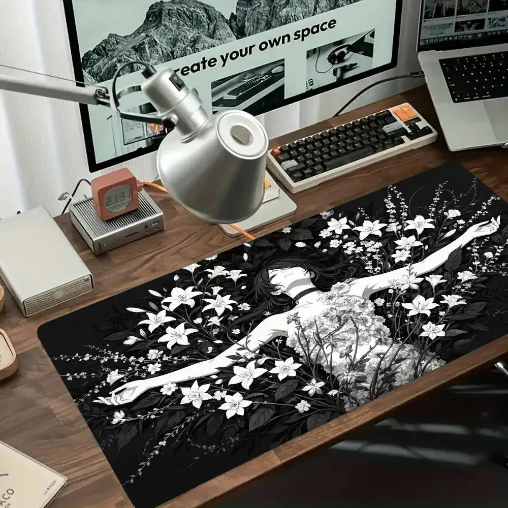 Grey Marble Texture Abstract Smoke Pattern Design Game Desk Mat Natural Rubber Non-Slip Large Size For Laptop Desktop Bedroom