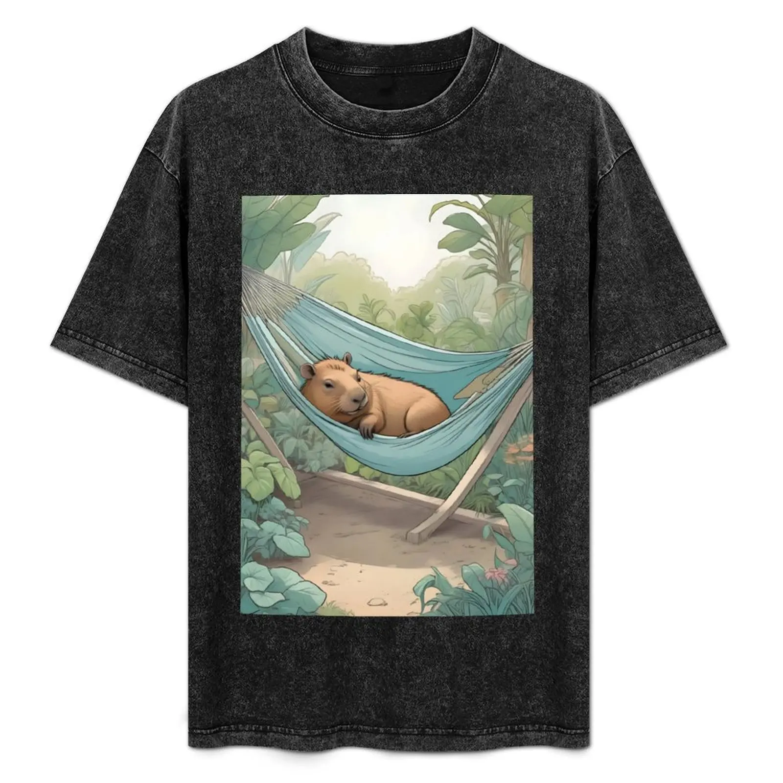 Capybara Calm in the Hammock T-Shirt graphics shirts graphic tees workout shirts for men