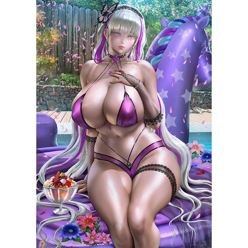 

Print Canvas Game Swimming Pool Purple Nude Sexy Girl Art Poster 40x60 50x70 60x90 Custom Living Room Bedroom Hanging Picture