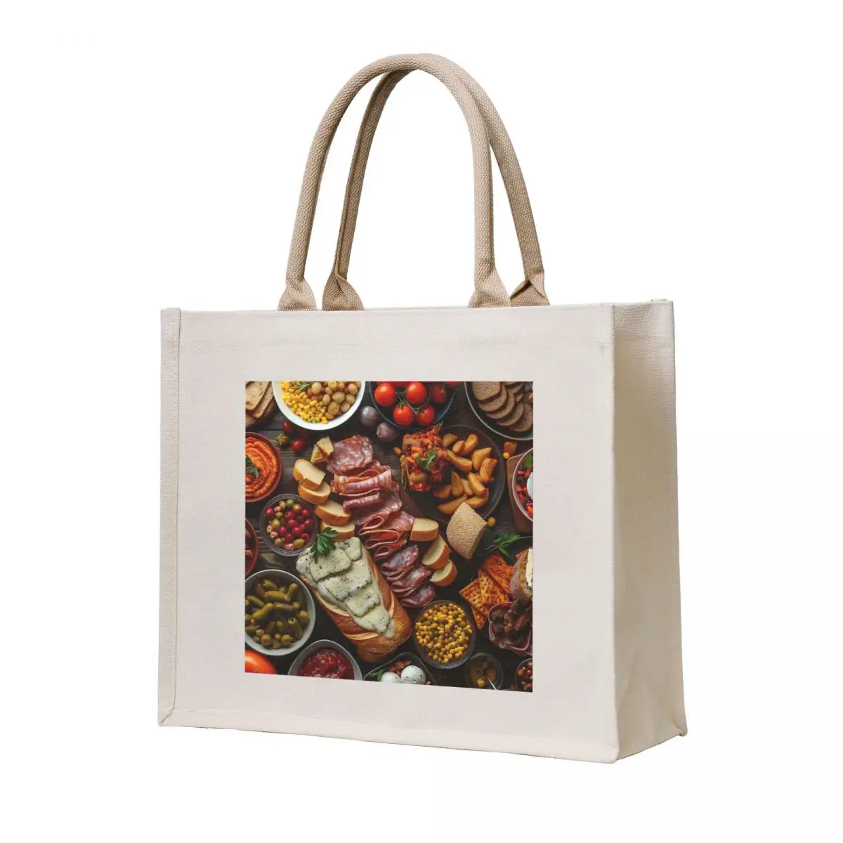 

Gastronomic Fiesta: A Feast of Delicacies Tote Bag custom bags canvas tote bags tote bags men