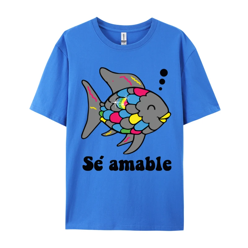 Spanish Be Kind Rainbow Scale Fish Tea T Shirt Geek Gift T-Shirt Tshirts Tops Tees Cotton Plain T Shirts Wholesale