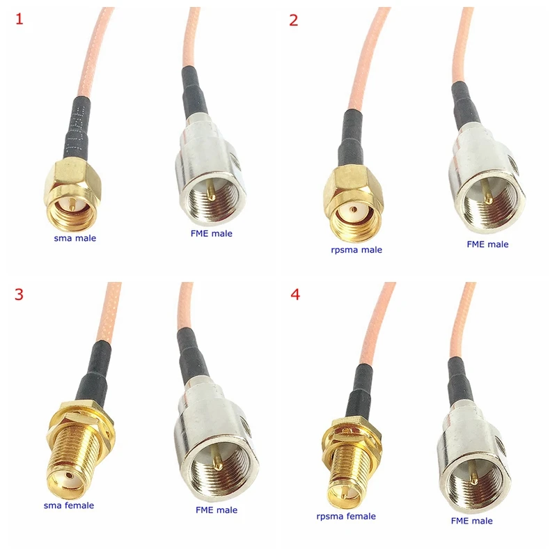 RG316 Coaxkabel Sma Naar Fme Stekker Vrouwelijke Jacke Connector Fme Om Sma Jumper Extension Lage Verlies 50Ohm Koper messing Rf