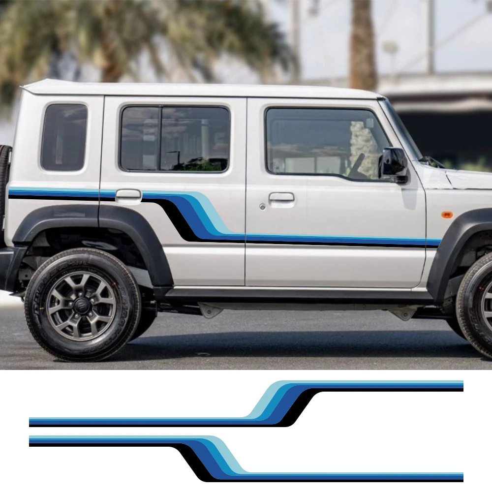 Боковые наклейки на дверь автомобиля для SUZUKI JIMNY, 2 двери и 4 двери, комплект наклеек в полоску авто, водостойкая виниловая пленка, автомобильные аксессуары