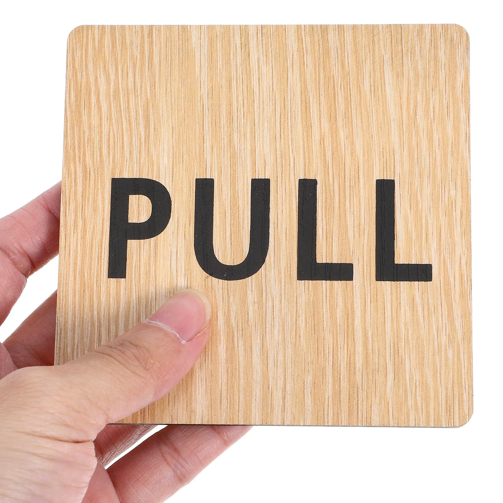 2Pcs Wooden Push Pull Door Plaques for Glass Doors Office Business Retail Store Entrance Warning Sign Elegant Wood Finish Push