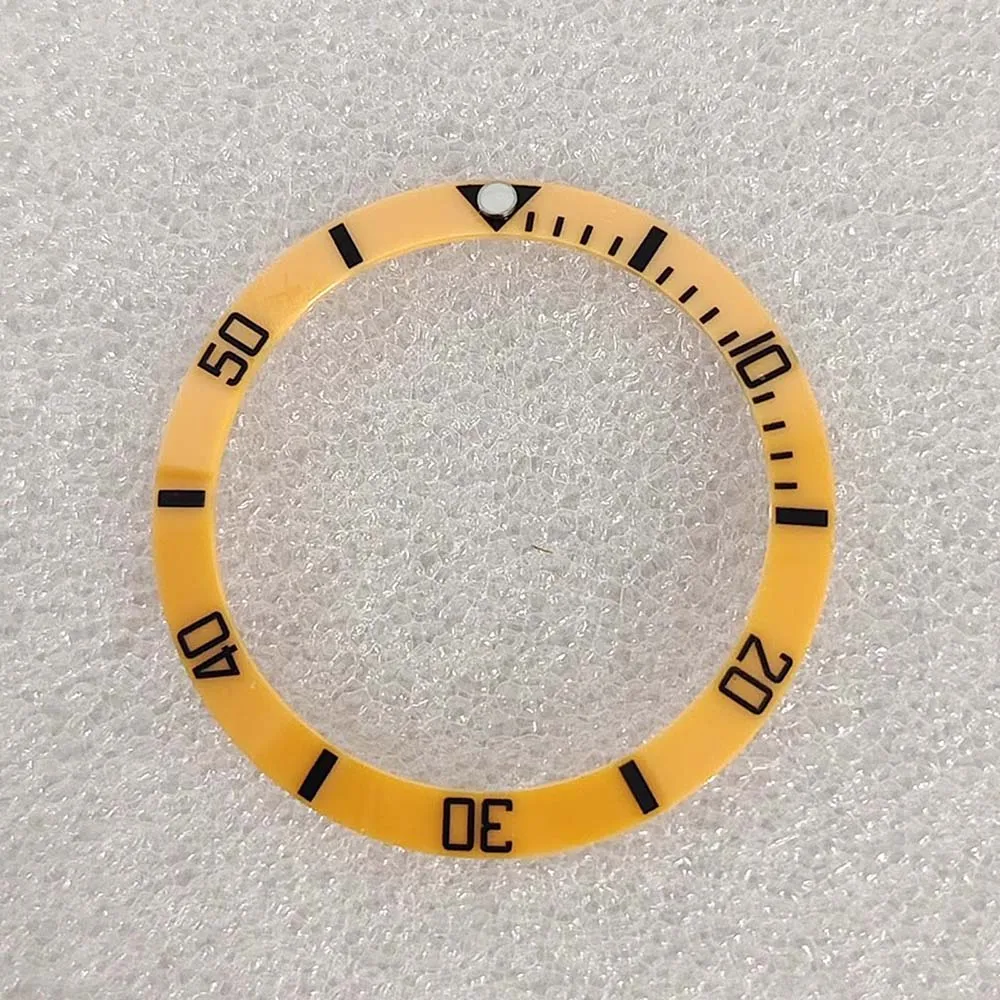 إطار ساعة أصفر القطر الخارجي 38 ملم القطر الداخلي 30.5 ملم بدون حواف مضيئة ملحقات الساعة