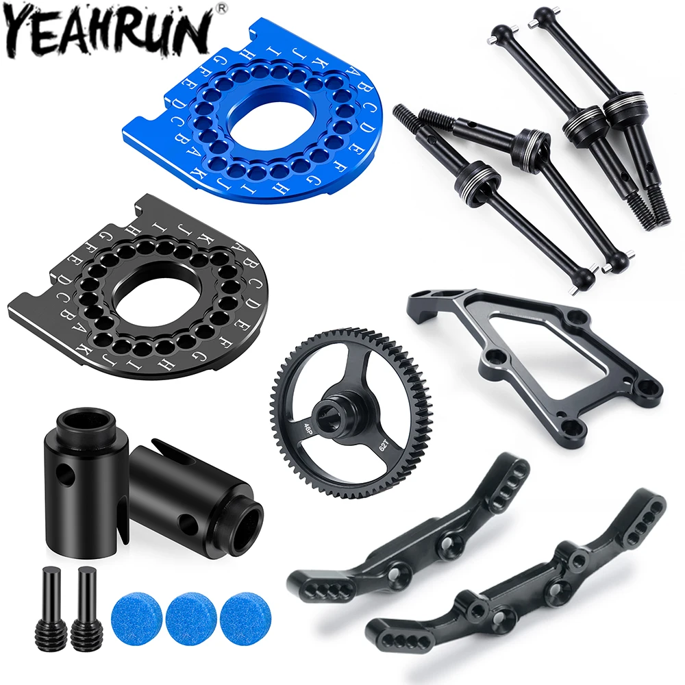 YEAHRUN Metal Motor Mount Front Rear CVD Chassis Shock Mount 48P 55T 62T Spur Gear for 1/10 T-RAXXAS 4-TEC 2.0 Upgrade Parts