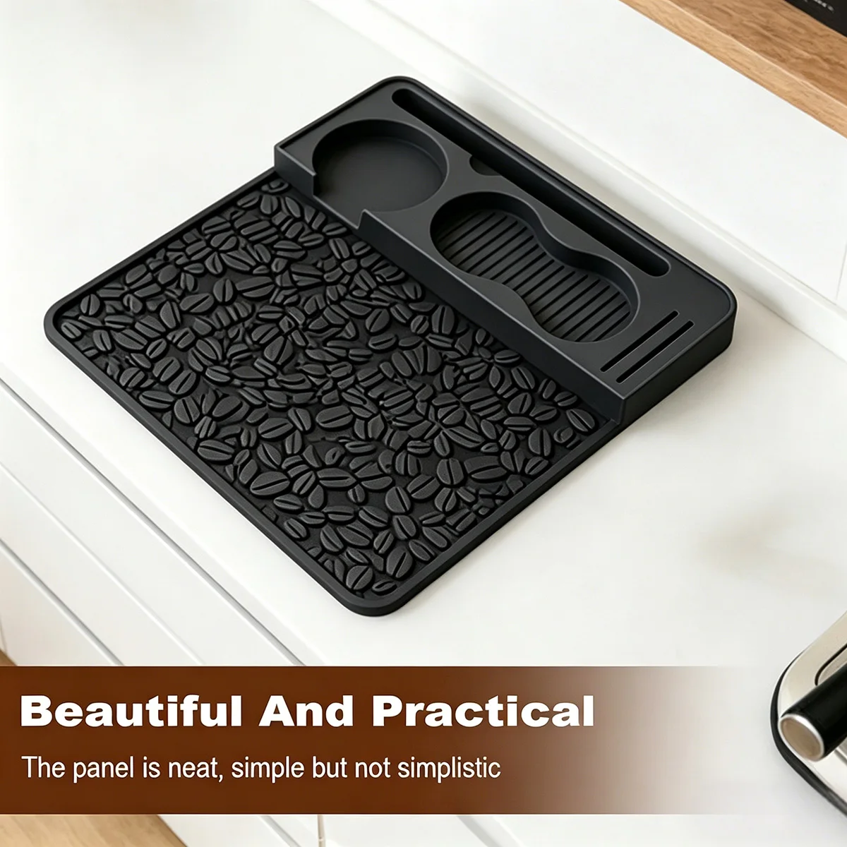 E5 Espresso Tamping Mat, Professional Silicone Barista Station with Tool Slots, Compatible with Portafilters, Heat Resistant Mat