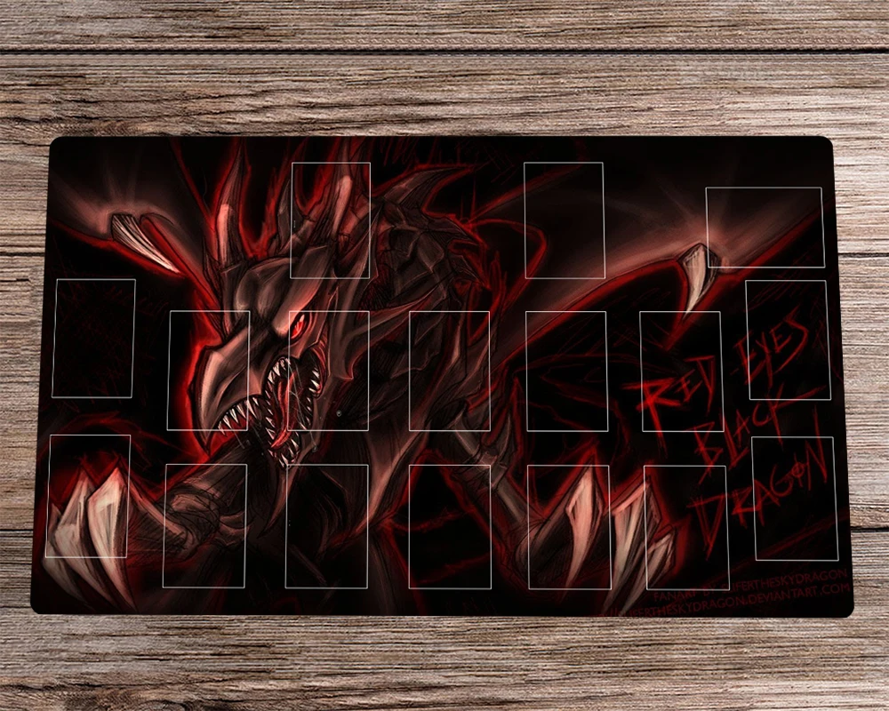 YuGiOh TCG CCG Duel Playmat Red Eyes Black Dragon Trading Card Game Mat Zones & Free Bag Anti-slip Desk Mat Pad Mousepad 60x35cm