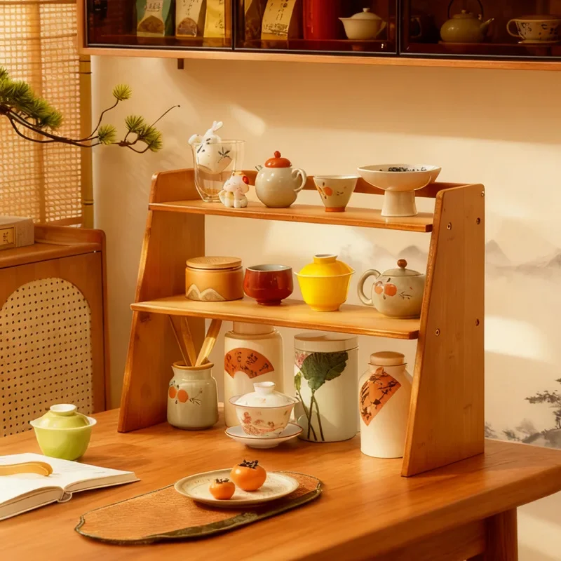 Multi-functional Tea House Tea Set Rack Tea Cup Holder Bogu Rack Chinese Desktop Tea Desktop Storage