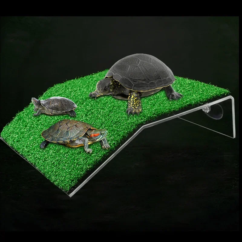 Turtle Basking Platform Floating Aquarium Island With Moss Climbing Ramp Reptile Resting Dock Tank Habitat Decoration Accessory