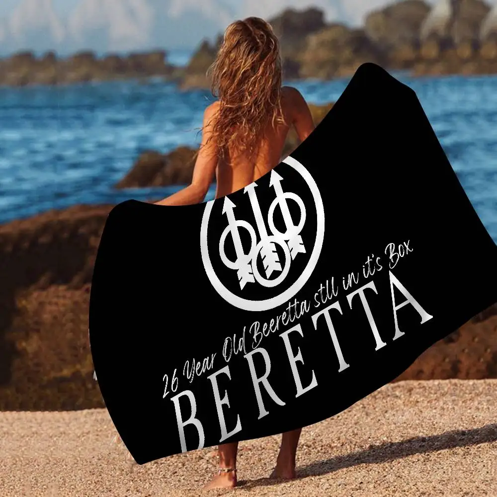 gun manufacturers B-Beretta logo Anime Beach Swimming Towel Soft Absorbent Washcloth Children's Gifts for Kids Travel Camping