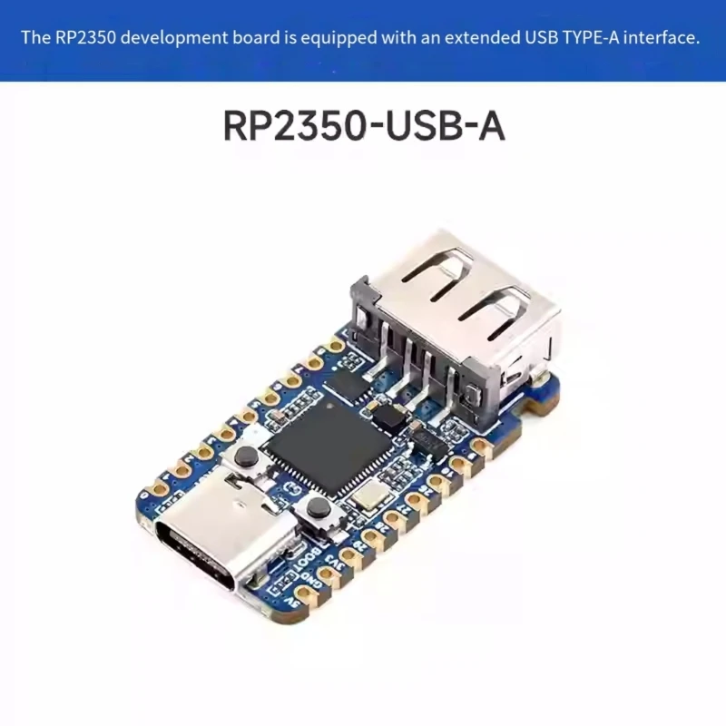 RP2350 Small Board with 15 GPIO, USB-A Male End, USB C Port, 150MHz Speed and Flash Storage for Study Use and DIY Circuit Work