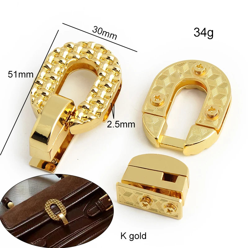 1-5-20Sets K Gold Metal Magnetic Locks For DIY Leather Handbags Purse Bags Turn Lock Clasps Closure Buckles Hardware Accessories