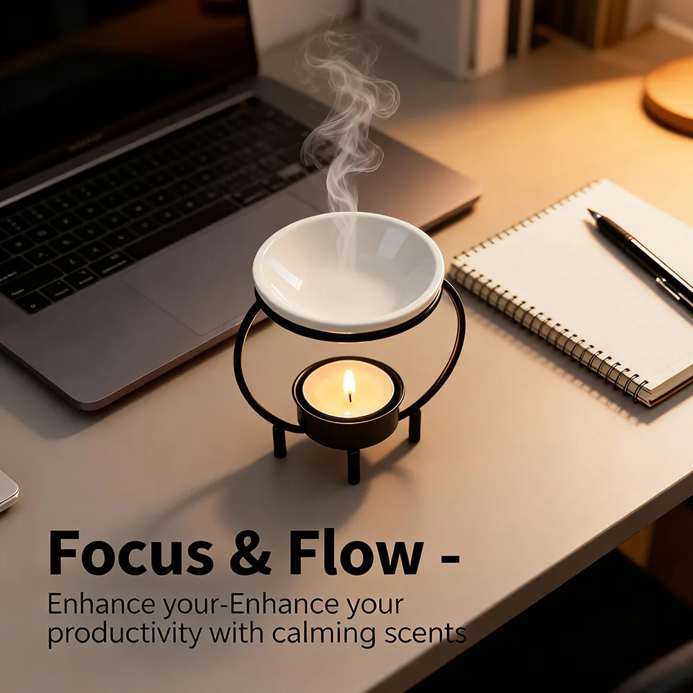 Creative Iron Aroma Candle Holder, Minimal Home Essential Oil Burner Desktop Fragrance Lamp Decor