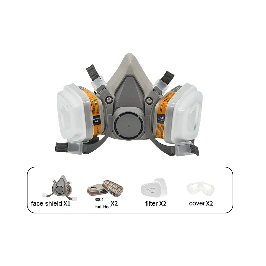 6200 Gas Mask with Cartridge 6001 Half Face Mask Rubber Respirator Protective Mask for Painting Gardening And More
